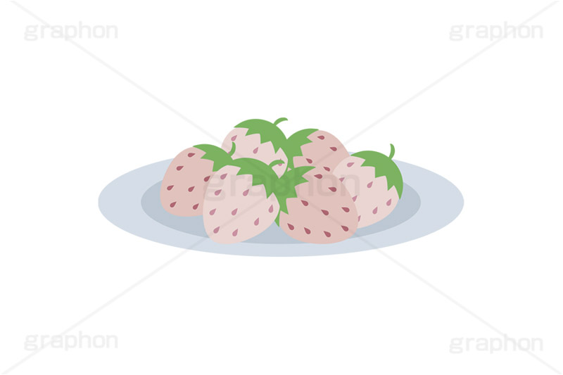白い苺,苺,いちご,イチゴ,ストロベリー,フルーツ,果実,果物,デザート,皿,挿絵,挿し絵,fruit,strawberry