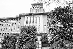 神奈川県庁,モノクロ,白黒,しろくろ,モノクローム,単色画,単彩画,単色