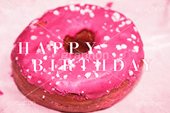 HAPPY BIRTHDAY,誕生日,バースデー,ドーナツ,スイーツ,可愛い,かわいい,カワイイ,女子力キュート,donut,cute,flower,ヴィンテージ,ビンテージ,レトロ,お洒落,おしゃれ,オシャレ,味わい,text,message,文字,メッセージ