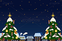 クリスマスタウン,クリスマス,クリスマスツリー,背景,冬,雪,ツリー,結晶,雪の結晶,家,町,靴下,星空,くつした,キャンドル,煙突,フレーム,イラスト,illustration,frame,CHRISTMAS,snow,tree
