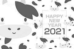 Happy New Year 2021,2021丑年,2021,年号,西暦,年賀状,年賀,正月,お正月,新年,干支,うし,牛,ウシ,角,つの,丑,丑年,キャラクター,動物,ニューイヤー,ハッピーニューイヤー,アニバーサリー,イラスト,単色,シンプル,illustration,japan,character,cow