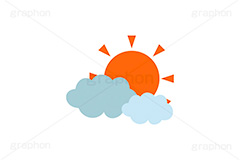 くもり,曇り,雲,太陽,お日様,おひさま,日光,晴れ間,紫外線,晴れ,天気,お天気,天候,空,天気予報,マーク,挿絵,挿し絵,mark,weather,sun