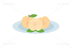 白桃,もも,桃,モモ,ピーチ,フルーツ,果実,果物,デザート,皿,挿絵,挿し絵,fruit,autumn,peach