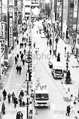 歌舞伎町(モノクロ),モノクロ,白黒,しろくろ,モノクローム,単色画,単彩画,単色