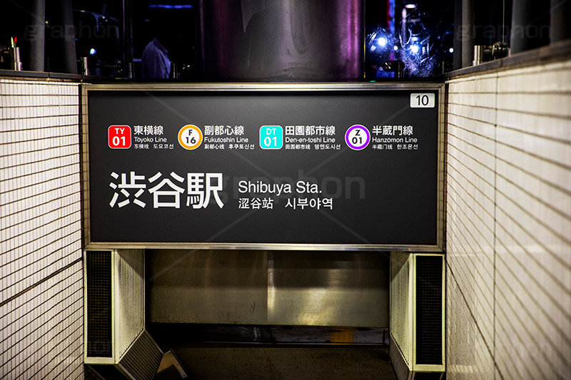 渋谷駅,渋谷,shibuya,地下鉄,メトロ,標示,看板,地下,階段,駅前,駅,入口,出口,フルサイズ撮影