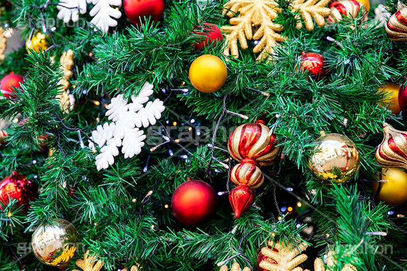 クリスマスオーナメント,クリスマスツリー,冬,クリスマス,雪の結晶,飾り,デコレーション,イベント,オーナメント,ボール,もみの木,モミの木,CHRISTMAS,Xmas,ornament,tree,フルサイズ撮影