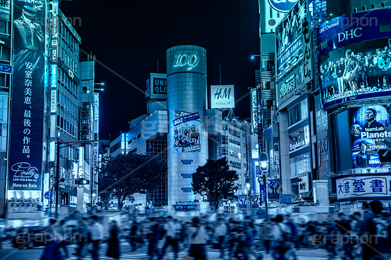 渋谷,ブルーナイト,サイバー,近未来,不思議,夜,夜景,ネオン,サイバーパンク,neon