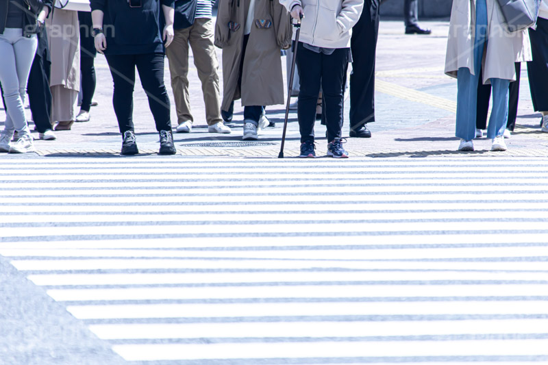 雑踏,都会の雑踏,都会,都心,東京,人混み,混雑,横断歩道,街角,街角スナップ,混む,人々,渡る,歩く,通勤,通学,足,杖,つえ,交差点,人物,japan,フルサイズ撮影