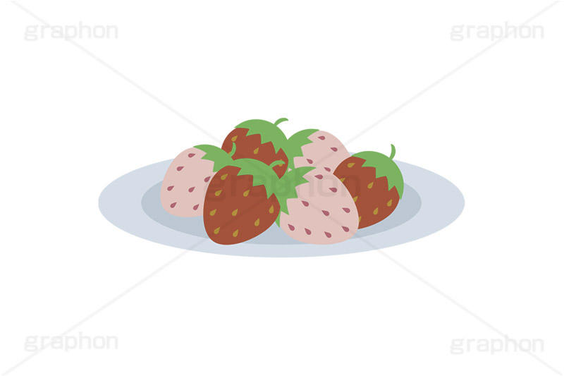 紅白の苺,白い苺,苺,いちご,イチゴ,ストロベリー,フルーツ,果実,果物,デザート,皿,縁起,めでたい,挿絵,挿し絵,fruit,strawberry