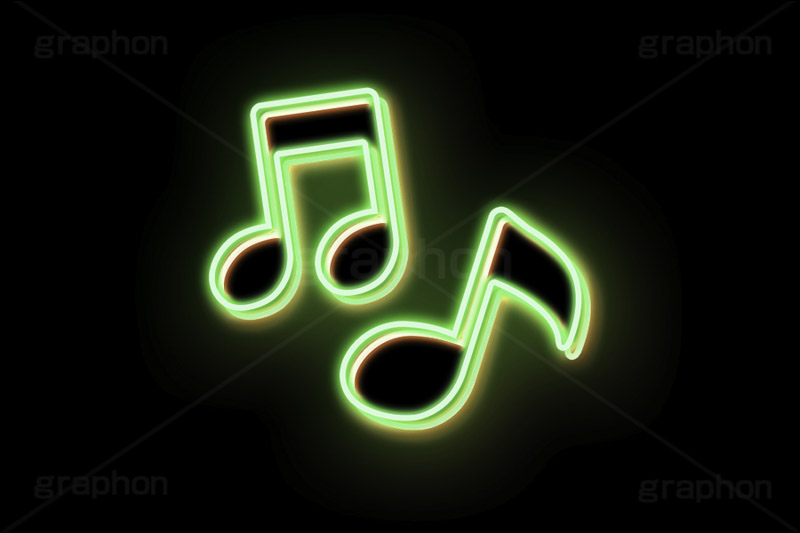 音符ネオン,音符,音楽,四分音符,八分音符,ミュージック,サウンド,ネオン,ネオン管,光,ライト,電飾,照明,発光,挿絵,挿し絵,アイコン,マーク,icon,mark,neon,music