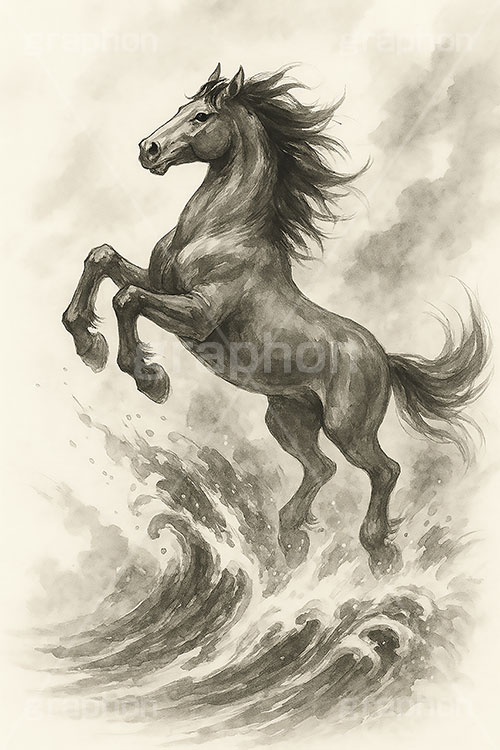 馬イラスト(デッサン風),デッサン,クロッキー,手描き,飛躍,ジャンプ,馬イラスト,午,馬,うま,ウマ,午年,干支,正月,お正月,年賀状,2026午年,2026,午年年賀状,新年,かっこいい,クール,ニューイヤー,アニバーサリー,イラスト,illustration,japan,horse,cool,jump