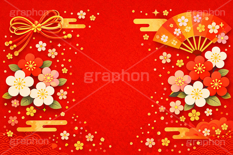 和柄背景,年賀,年賀状,お正月,正月,和柄,花柄,和,和風,派手,豪華,雲柄,波柄,紐,扇子,梅,おめでたい,ひな祭り,雛祭り,ひなまつり,event,japan