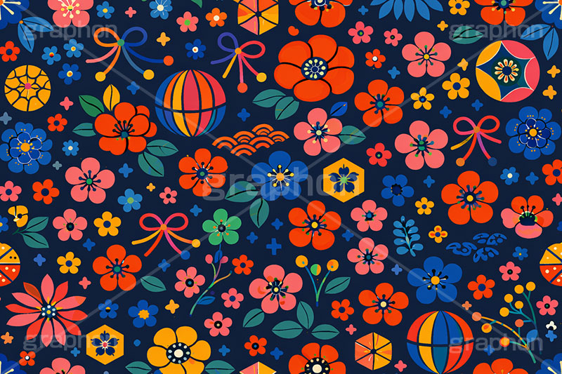和柄背景,年賀,年賀状,お正月,正月,和柄,花柄,和,和風,鞠,まり,ハイカラ,はいから,おめでたい,ひな祭り,雛祭り,ひなまつり,event,japan