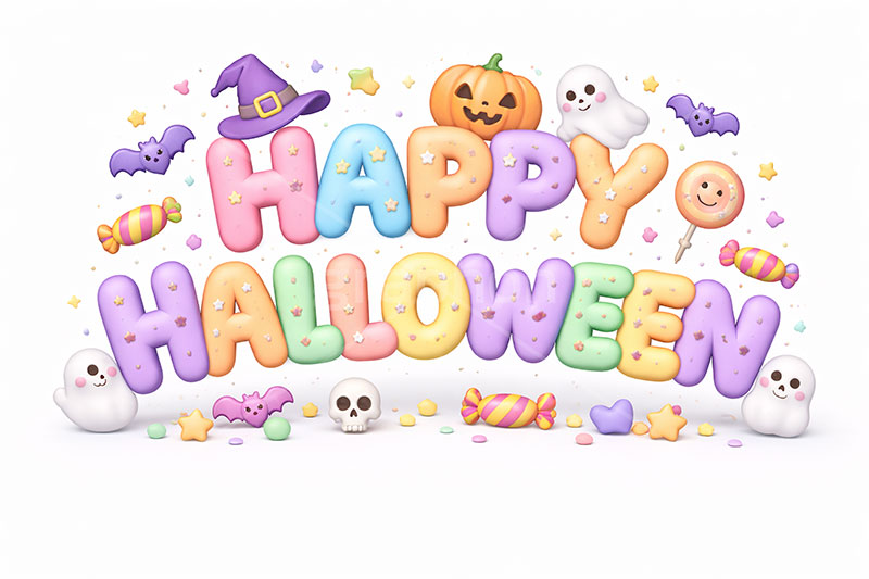 HappyHalloween,ハッピーハロウィン,ハロウィン,ハロウィーン,カボチャ,パンプキン,ジャックオランタン,ジャックオーランタン,おばけ,オバケ,ゴースト,キャンディ,骸骨,ガイコツ,コウモリ,蝙蝠,魔女,帽子,クレイ,クレイアート,ねんど,粘土,虹,星,レインボー,ポップ,かわいい,カワイイ,可愛い,メッセージ,テキスト,message,text,POP,event,anniversary,clay,rainbow,halloween