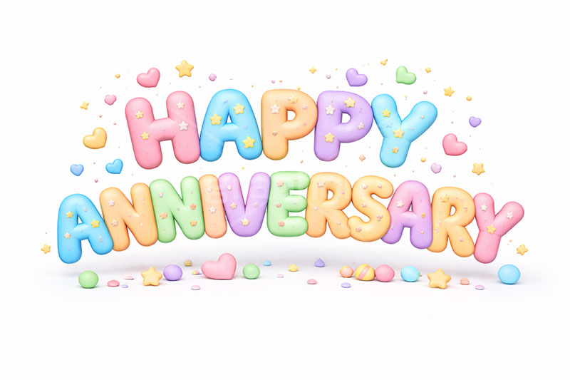 HappyAnniversary,ハッピーアニバーサリー,アニバーサリー,クレイ,クレイアート,ねんど,粘土,虹,星,誕生日,お祝い,記念日,記念,イベント,行事,レインボー,ポップ,かわいい,カワイイ,可愛い,メッセージ,テキスト,message,text,POP,event,anniversary,clay,rainbow
