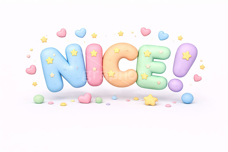 NICE!,nice,ナイス,いいね,評価,SNS,クレイ,クレイアート,ねんど,粘土,虹,星,レインボー,ポップ,かわいい,カワイイ,可愛い,メッセージ,テキスト,message,text,POP,clay,rainbow
