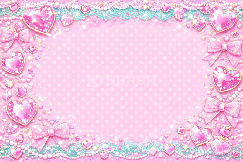 ジュエル・フレーム,ジュエル,フレーム,宝石,ジュエリー,リボン,レース,ハート,パステル,ドット,水玉,パール,真珠,かわいい,カワイイ,キラキラ,可愛い,イラスト,illustration,japan,heart,ribbon,jewel,pearl,frame,cute