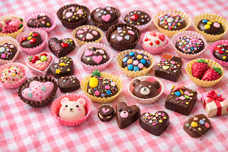 平成チョコ,平成女児チョコ,手作り,手作りチョコ,手づくり,友チョコ,クッキング,アルミカップ,トッピング,バレンタイン,バレンタインデー,チョコレート,菓子,お菓子,告白,愛,恋,恋愛,懐かし,ラブ,らぶ,女子力,ガーリー,甘い,スイーツ,カラフル,ポップ,POP,レトロ,chocolate,valentine,sweet,cooking,AI生成素材