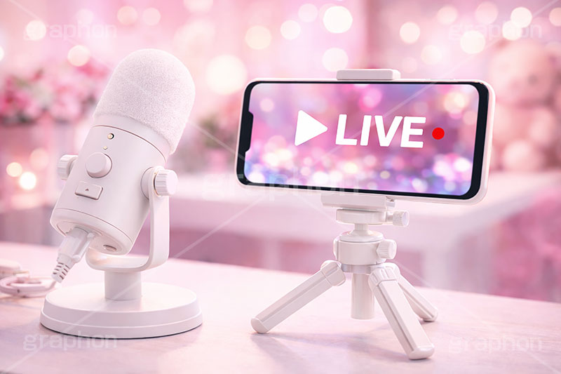 配信機材,ライブ配信,配信,スマホ,スマートフォン,ライバー,インフルエンサー,VTuber,配信,ライブ,ゲーム実況,コメント欄,コメント,チャット,カメラ,パソコン,マイク,ヘッドホン,ヘッドフォン,三脚,機材,放送,映像,動画,実況,配信素材,SNS,PC,monitor,mic,live,streamer,AI生成素材