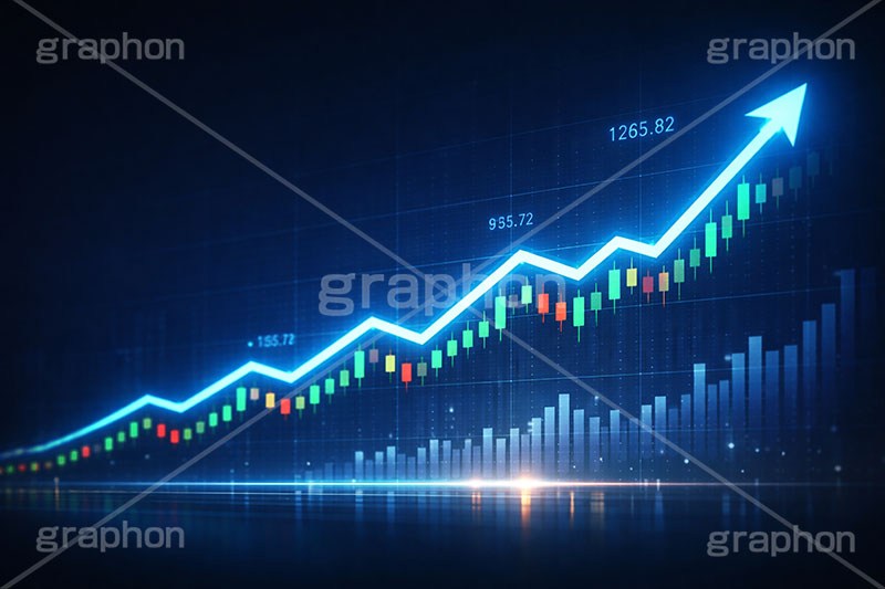 チャート上昇,チャート,株,株価,株価指数,上昇,急騰,下落,暴落,家計,積立,積み立て,投資,企業,決算,円安,仮想通貨,不動産,金利,グラフ,トレード,ローソク足,資産,金,お金,マネー,損失,NISA,経済,ニュース,記事,news,GDP,chart,graph,money,trade,AI生成素材