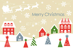 Merry Christmas,クリスマス,メリークリスマス,背景,冬,雪,町,ツリー,結晶,雪の結晶,星,家,サンタクロース,サンタ,トナカイ,馴鹿,ソリ,雪国,CHRISTMAS,snow,tree