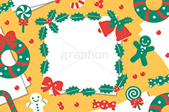 クリスマスカード,クリスマス,カード,冬,オーナメント,デコレーション,イラスト,クリスマスカード,ポップ,マーク,レター,手紙,メッセージ,用紙,ジンジャーマン,クッキー,柊,ヒイラギ,リボン,ベル,リース,お菓子,キャンディ,飴,フレーム,frame,cookie,ribbon,candy,letter,message,CHRISTMAS,Xmas,ornament,card,POP