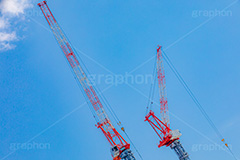 クレーン,高層ビル,重機,建設,解体,開発,工事,都市開発,再開発,crane,building,フルサイズ撮影