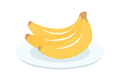 皿に乗ったバナナ,バナナ,フルーツ,皿,イラスト,挿絵,挿し絵,illustration,banana