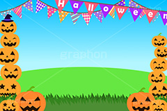 ハロウィンパーティー,ハロウィン,パーティ,かぼちゃ,カボチャ,南瓜,フラッグ,ジャックオランタン,ジャックオーランタン,ランタン,文化,風習,行事,イラスト,背景,フレーム,枠,かわいい,カワイイ,可愛い,halloween,pumpkin,party,illustration,frame