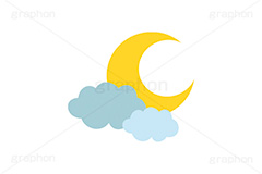三日月,月,ムーン,雲,曇り,天気,お天気,天候,空,天気予報,マーク,挿絵,挿し絵,mark,weather,moon