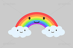虹くんと雲くん,雲,曇り,虹,レインボー,雨上がり,晴れ,天気,お天気,天候,空,天気予報,マーク,キャラクター,イラスト,ポップ,可愛い,かわいい,カワイイ,挿絵,挿し絵,日常キャラクターズ,character,illustration,mark,weather,rainbow