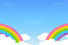 虹,空,青空,雲,イラスト,レインボー,背景,フレーム,ポップ,sky,illustration,rainbow