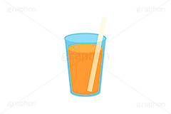 グラスに入ったオレンジジュース,オレンジジュース,オレンジ,果汁,ドリンク,ジュース,飲み物,飲料,コップ,グラス,注ぐ,こども,子供,キッズ,ストロー,挿し絵,drink,illustration,juice