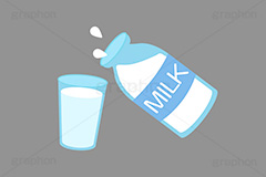グラスに入った牛乳,牛乳,牛乳瓶に詰められたミルク,牛乳瓶,ミルク,乳製品,ドリンク,コップ,グラス,注ぐ,飲み物,飲料,朝食,挿絵,挿し絵,milk,japan,drink