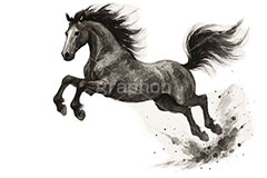 水墨画テイスト馬イラスト,馬イラスト,午,馬,うま,ウマ,ジャンプ,躍動感,跳ね,しぶき,水墨画,午年,干支,正月,お正月,年賀状,2026午年,午年年賀状,新年,ニューイヤー,アニバーサリー,イラスト,ゴールド,gold,illustration,japan,horse