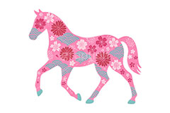 花柄シルエット馬イラスト,馬模様イラスト,午年シンプルイラスト,馬イラスト,花柄,桜,和柄,波柄,午,馬,うま,ウマ,午年,干支,正月,お正月,年賀状,2026午年,午年年賀状,新年,ニューイヤー,アニバーサリー,イラスト,illustration,japan,horse