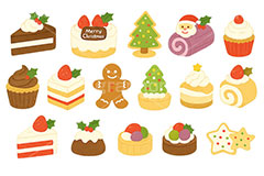クリスマス・スイーツ,スイーツ,デザート,ケーキ,カップケーキ,ブッシュドノエル,ジンジャブレッドクッキー,ジンジャークッキー,ジンジャーマンクッキー,甘味,お菓子,菓子,ヒイラギ,ひいらぎ,柊,サンタ,サンタクロース,クリスマス,イベント,冬,アイコン,マーク,icon,mark,christmas,winter,event,sweets,dessert,cake,santa