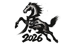 馬イラスト(水墨画),水墨画,筆,墨,馬イラスト,午,馬,うま,ウマ,午年,干支,正月,お正月,年賀状,2026午年,2026,午年年賀状,新年,かっこいい,クール,ニューイヤー,アニバーサリー,イラスト,illustration,japan,horse,cool