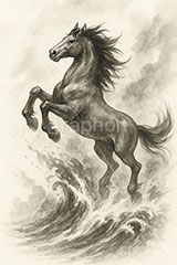 馬イラスト(デッサン風),デッサン,クロッキー,手描き,飛躍,ジャンプ,馬イラスト,午,馬,うま,ウマ,午年,干支,正月,お正月,年賀状,2026午年,2026,午年年賀状,新年,かっこいい,クール,ニューイヤー,アニバーサリー,イラスト,illustration,japan,horse,cool,jump