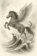 馬イラスト(デッサン風),デッサン,クロッキー,手描き,飛躍,ジャンプ,馬イラスト,ペガサス,波,午,馬,うま,ウマ,午年,干支,正月,お正月,年賀状,2026午年,2026,午年年賀状,新年,かっこいい,クール,ニューイヤー,アニバーサリー,イラスト,illustration,japan,horse,cool,jump
