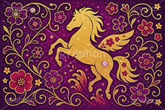 キラキラ馬ジュエル,キラキラ,ラインストーン,ジュエル,ペガサス,唐草,唐草模様,花柄,馬イラスト,午,馬,うま,ウマ,午年,干支,正月,お正月,年賀状,2026午年,午年年賀状,新年,ニューイヤー,アニバーサリー,イラスト,illustration,japan,horse