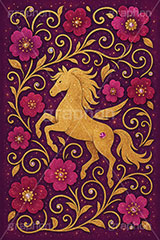 キラキラ馬ジュエル,キラキラ,ラインストーン,ジュエル,ペガサス,唐草,唐草模様,花柄,馬イラスト,午,馬,うま,ウマ,午年,干支,正月,お正月,年賀状,2026午年,午年年賀状,新年,ニューイヤー,アニバーサリー,イラスト,illustration,japan,horse