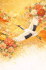 鶴のイラスト,花柄,和柄,鶴,つる,ツル,野鳥,鳥,屛風,めでたい,正月,お正月,年賀状,新年,ニューイヤー,アニバーサリー,イラスト,illustration,japan,crane