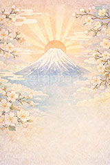 初日の出,富士山,初日の出,日の出,正月,お正月,梅,梅の花,水彩,水彩画,年賀状,新年,ニューイヤー,アニバーサリー,イラスト,illustration,japan