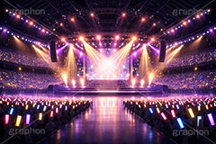 ライブステージ,ステージ,推し,推し活,舞台,ライブ,ライヴ,コンサート,アイドル,シアター,ホール,サイリウム,ペンライト,メンバーカラー,背景,照明,音楽,主役,ミュージック,ライト,スポットライト,イラスト,illustration,light,frame,hall,theater,live,stage,music