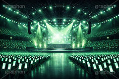 ライブステージ,ステージ,推し,推し活,舞台,ライブ,ライヴ,コンサート,アイドル,シアター,ホール,サイリウム,ペンライト,メンバーカラー,背景,照明,音楽,主役,ミュージック,ライト,スポットライト,イラスト,illustration,light,frame,hall,theater,live,stage,music