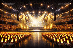 ライブステージ,ステージ,推し,推し活,舞台,ライブ,ライヴ,コンサート,アイドル,シアター,ホール,サイリウム,ペンライト,メンバーカラー,背景,照明,音楽,主役,ミュージック,ライト,スポットライト,イラスト,illustration,light,frame,hall,theater,live,stage,music