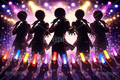 アイドル,イケメン,ライブステージ,ステージ,推し,推し活,舞台,ライブ,ライヴ,コンサート,シアター,ホール,背景,照明,音楽,主役,人物,ミュージック,ライト,スポットライト,イラスト,illustration,light,frame,hall,theater,live,stage,music
