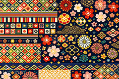 和柄背景,年賀,年賀状,お正月,正月,和柄,花柄,和,和風,ハイカラ,はいから,おめでたい,ひな祭り,雛祭り,ひなまつり,event,japan,AI生成素材