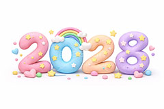 2028(クレイ),年号,西暦,クレイ,クレイアート,ねんど,粘土,虹,星,レインボー,年賀状,お正月,正月,年明け,新年,ニューイヤー,アニバーサリー,イベント,行事,ポップ,かわいい,カワイイ,可愛い,メッセージ,テキスト,message,text,POP,event,anniversary,clay,rainbow,2028